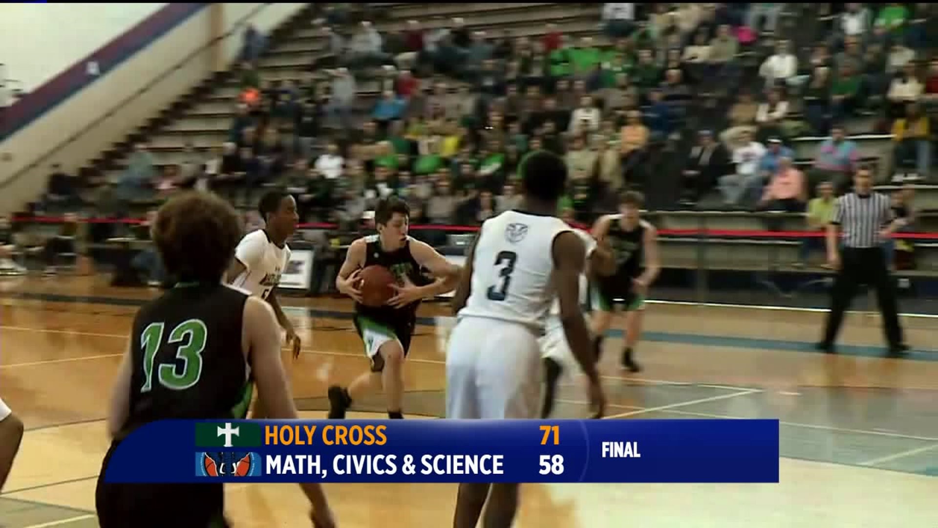 Holy Cross Upsets Math, Civics & Science 71-58 to Reach State Semifinals