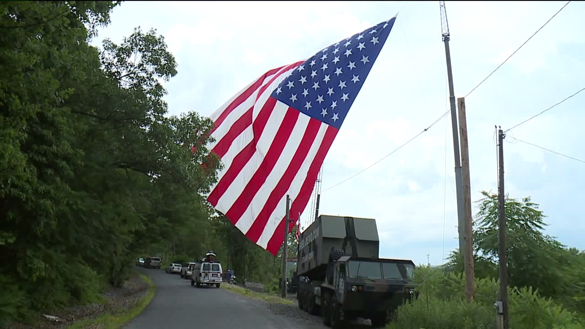 Giant American Flag Flies High Over Scranton