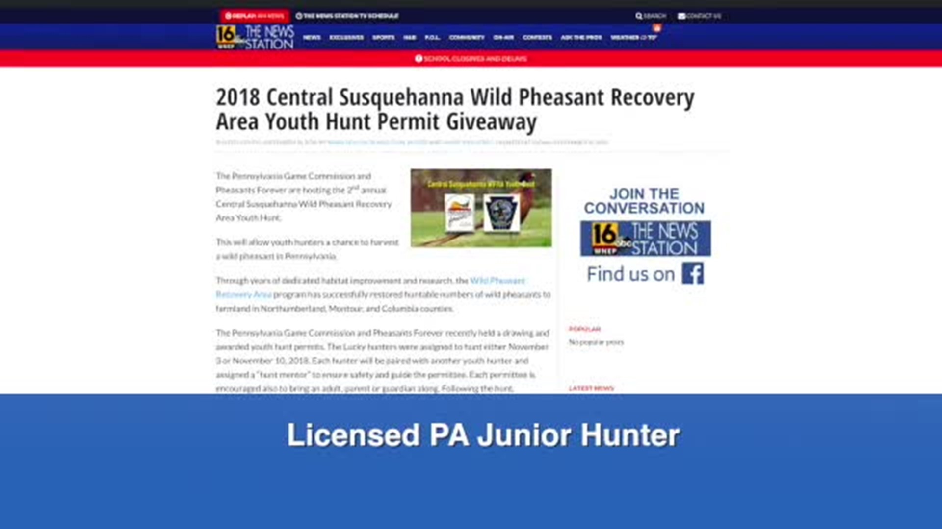 Central Susquehanna Wild Pheasant Junior Hunt Details