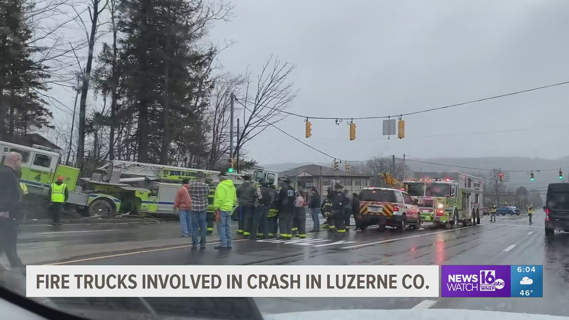 Two fire trucks collided on Saturday afternoon on the way to a call in Luzerne County.
