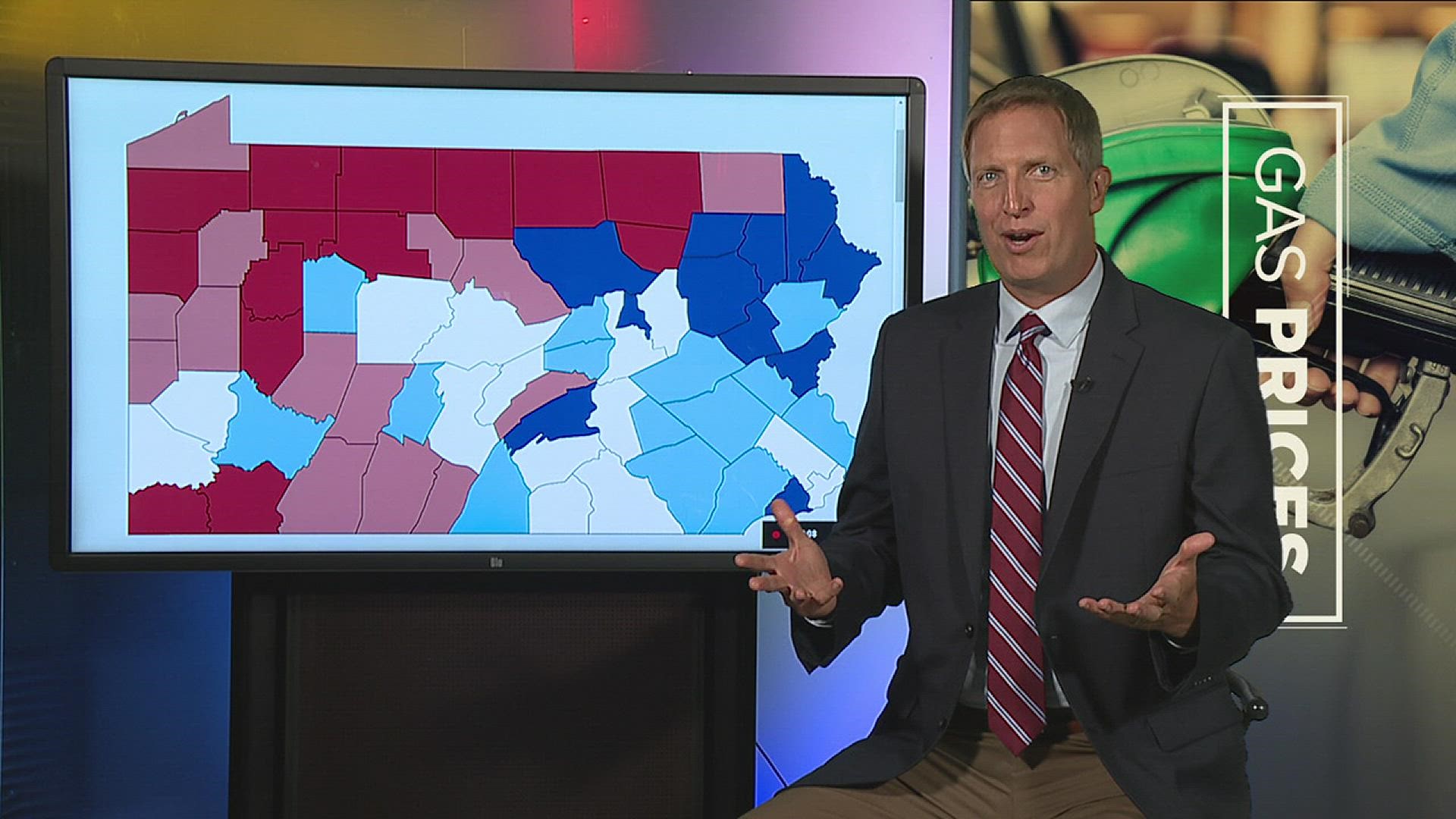 Newswatch 16's Jon Meyer analyzes the trends of gasoline prices over the week based on data from AAA.