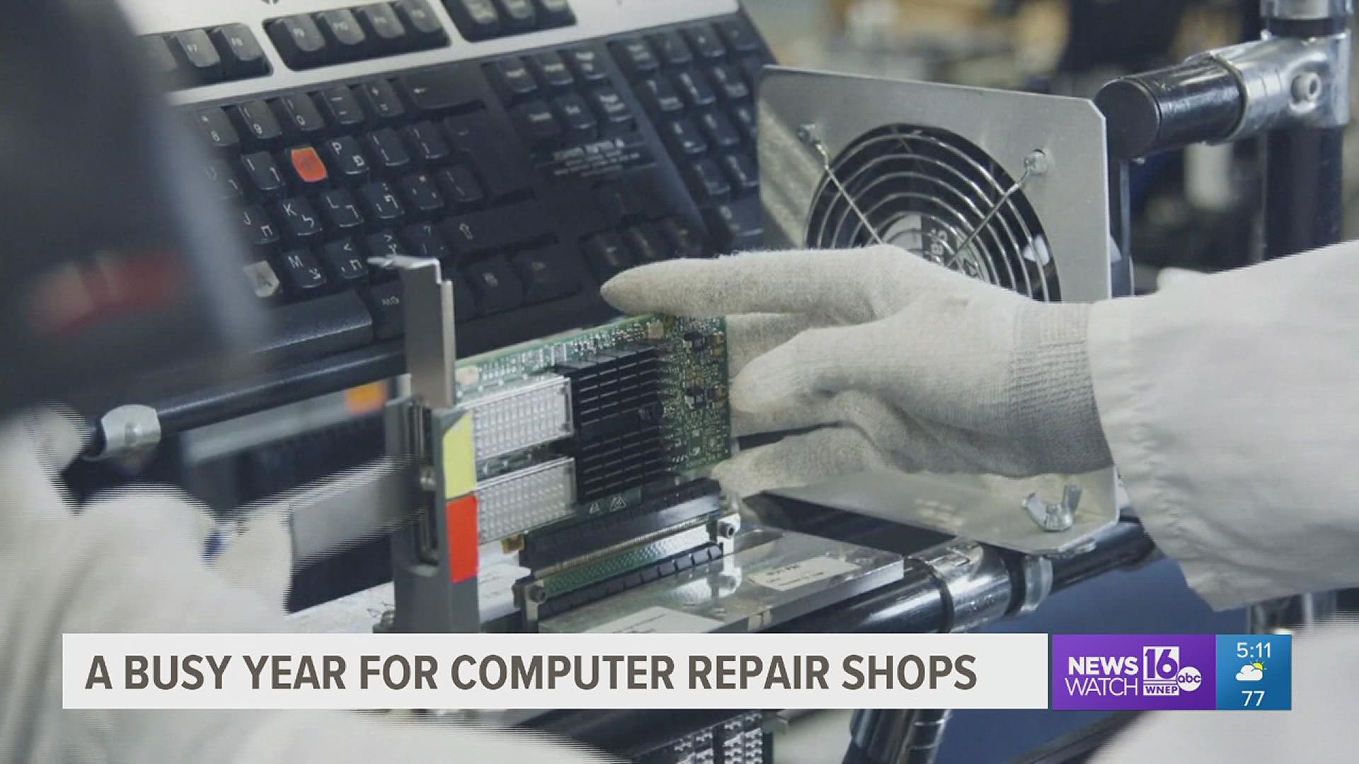 Business has picked up at computer repair shops in the past year as more and more people relied on their devices to work and go to school.