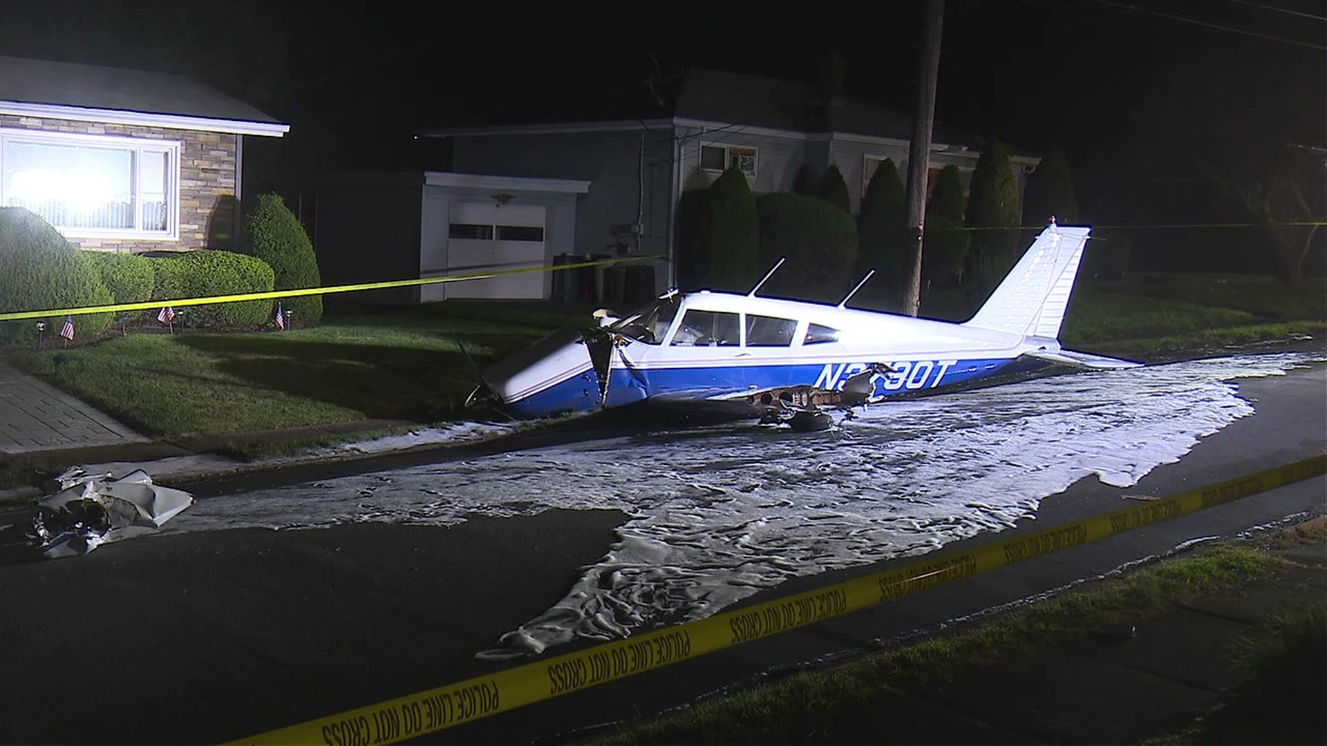 The single-engine plane crash-landed on a neighborhood street in Moosic in September.