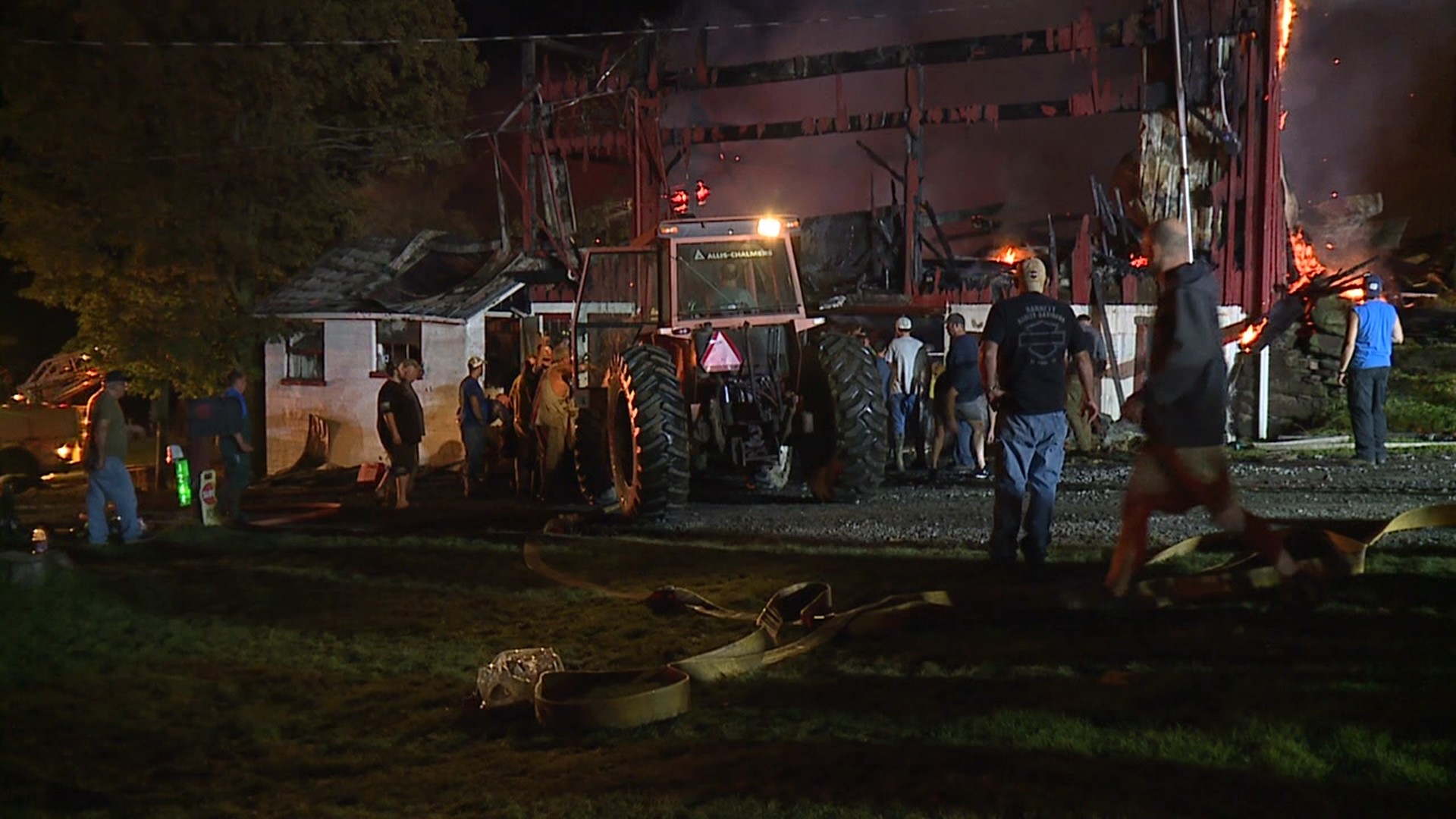 When crews arrived at the barn in Benton Township, they say the structure was fully engulfed in fire.