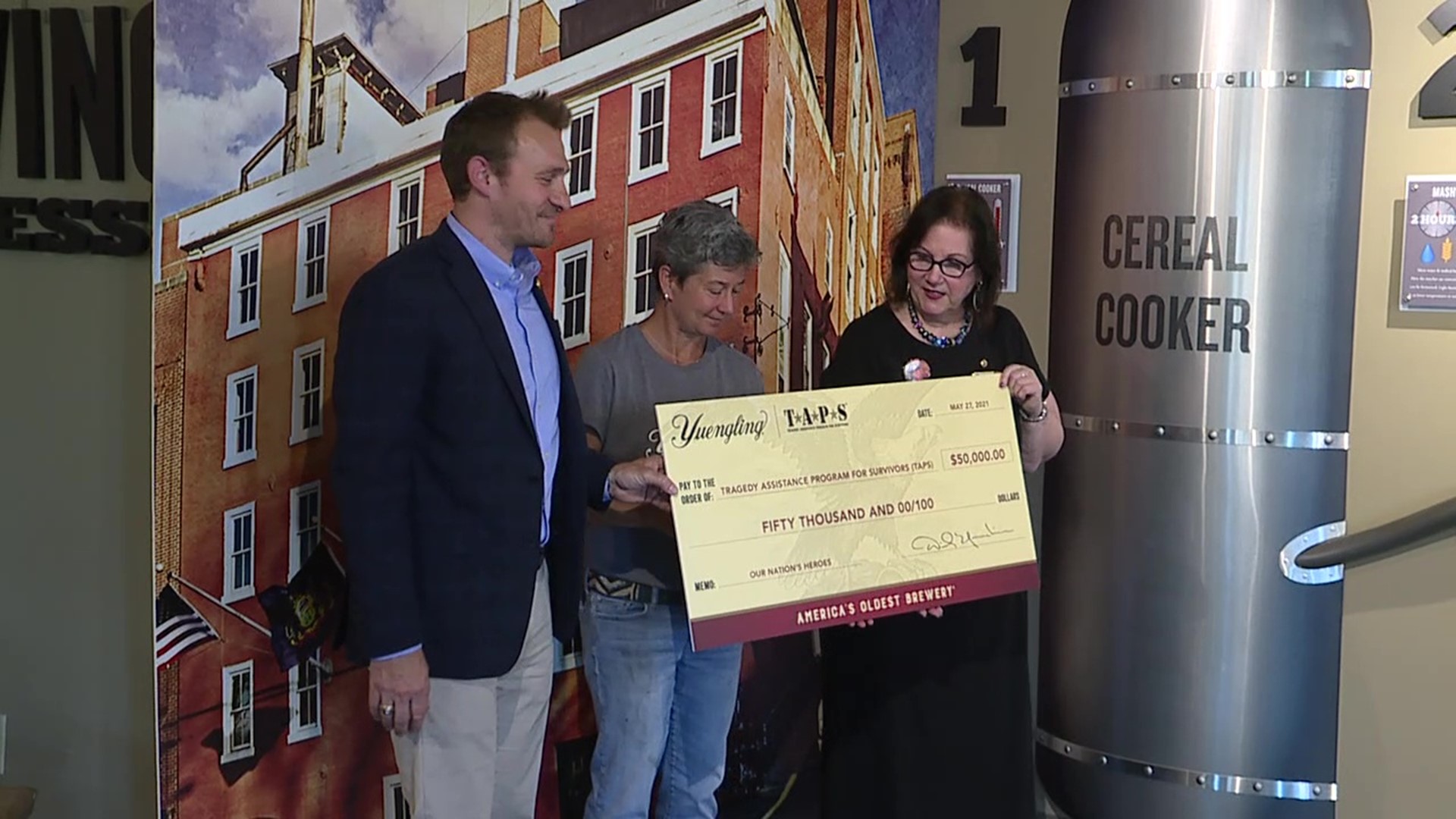 Yuengling donated $50,000 to Taps, a group that supports the families of soldiers who have died while serving our country.