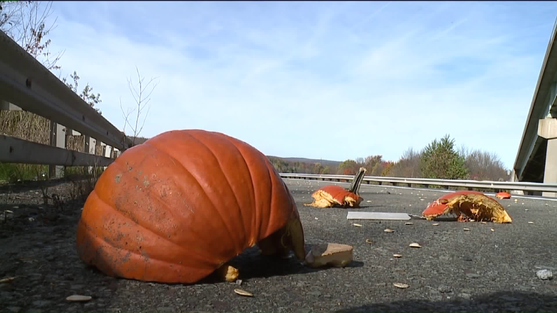 Pumpkins Thrown from Overpass at Vehicles