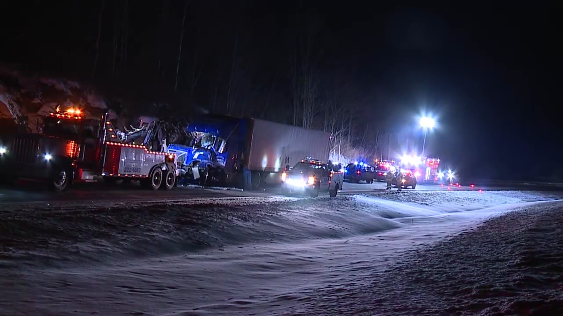 Crews closed down the Interstate so heavy equipment could be brought in to clean up the wreck in Susquehanna County.