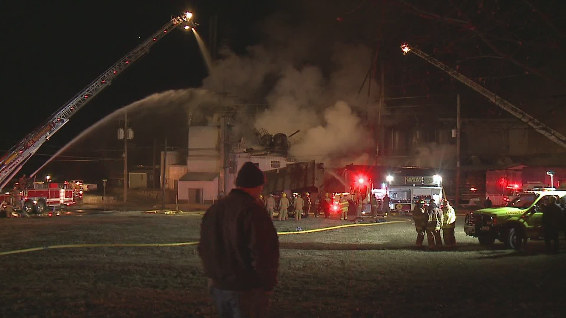 Melick Aqua Feed went up in flames at 6 p.m. Saturday.