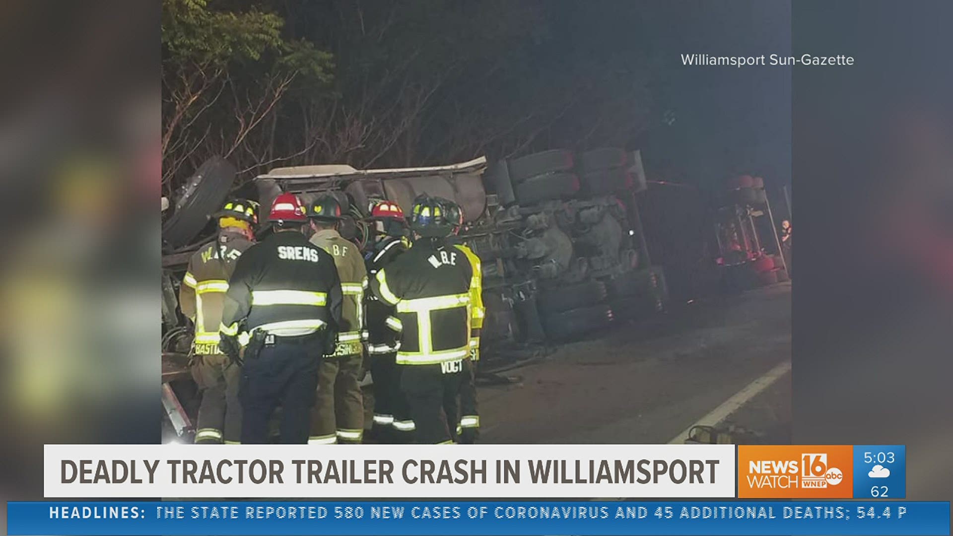 The driver of a tractor trailer died in a crash Wednesday in Lycoming County.