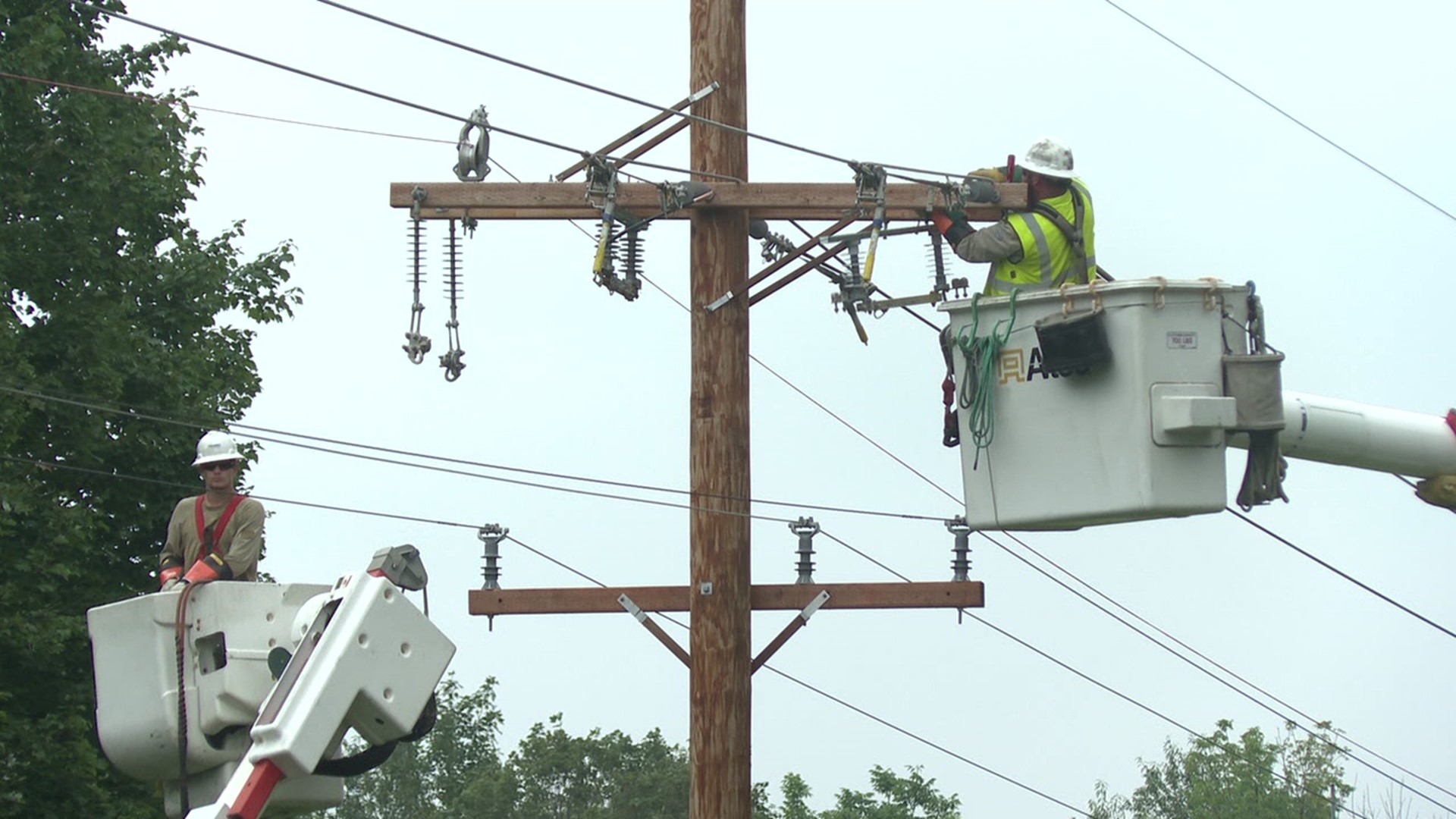 Penelec First Energy is rebuilding an existing power line that will act as a detour for power service if a wire is impacted.