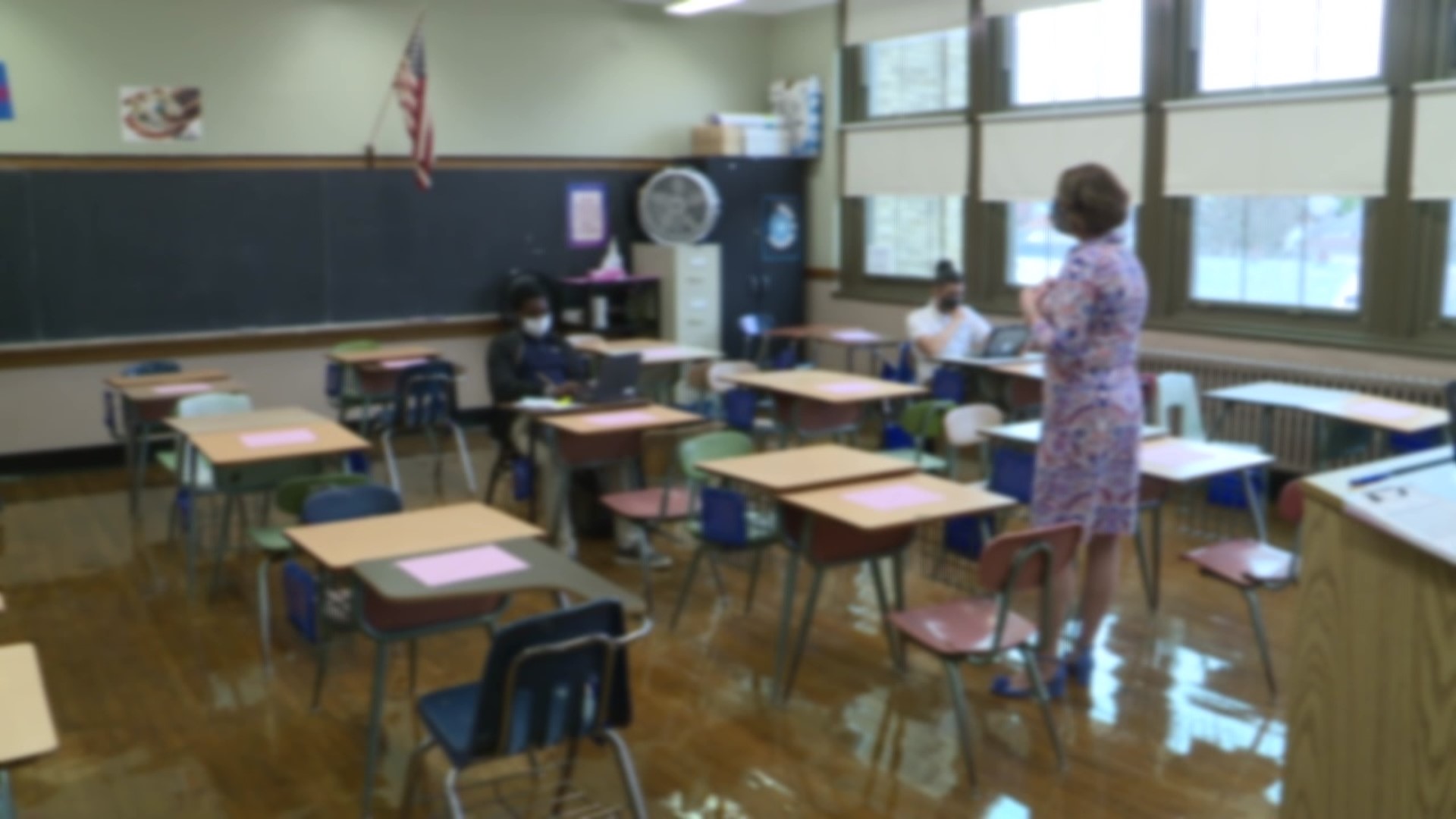 Some intermediate and high school students in the Scranton School District stepped into classrooms for the first time in more than a year.