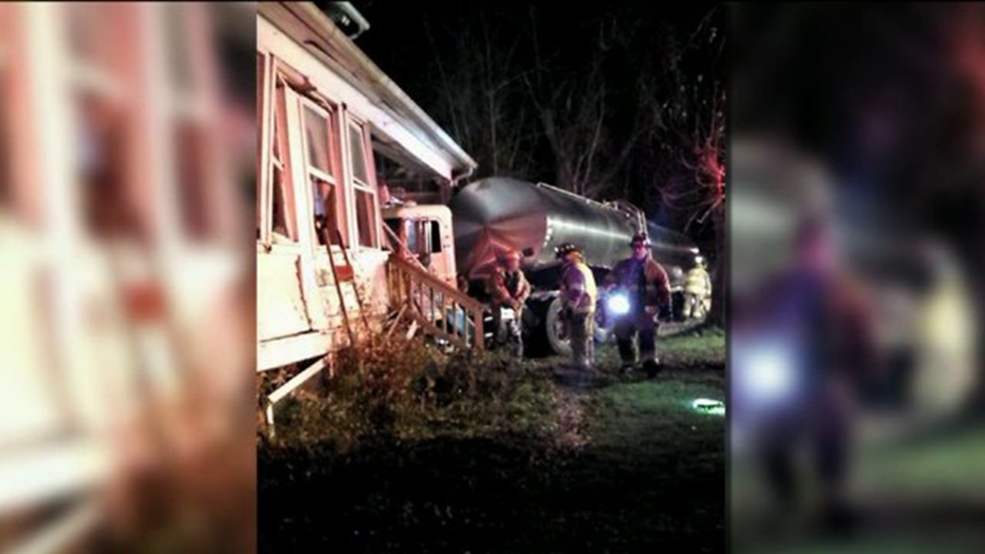 Tractor Trailer Crashes into Home