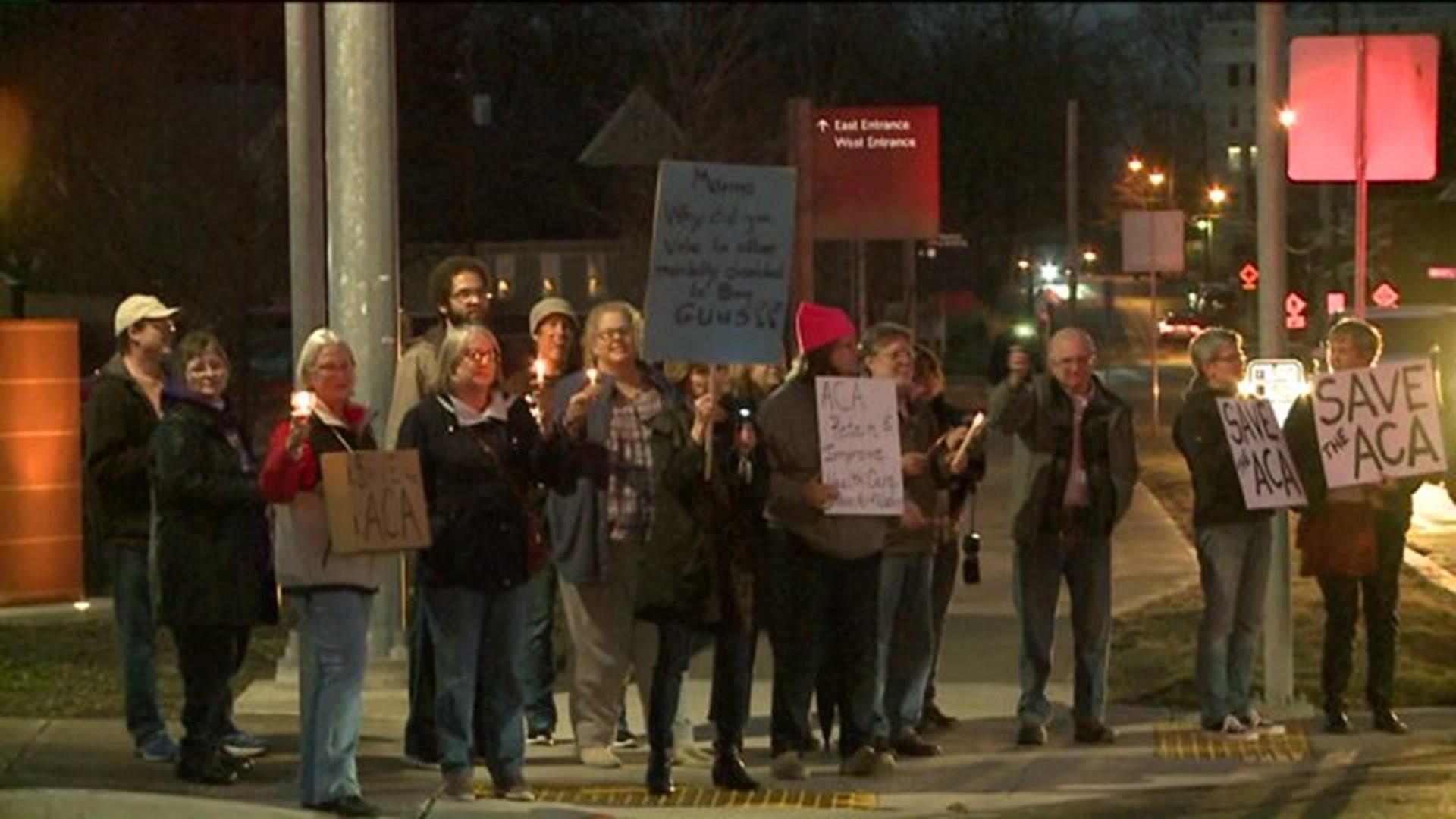 Protesters Picket Healthcare Repeal Outside Hospital Where Congressman Marino Met With Doctors