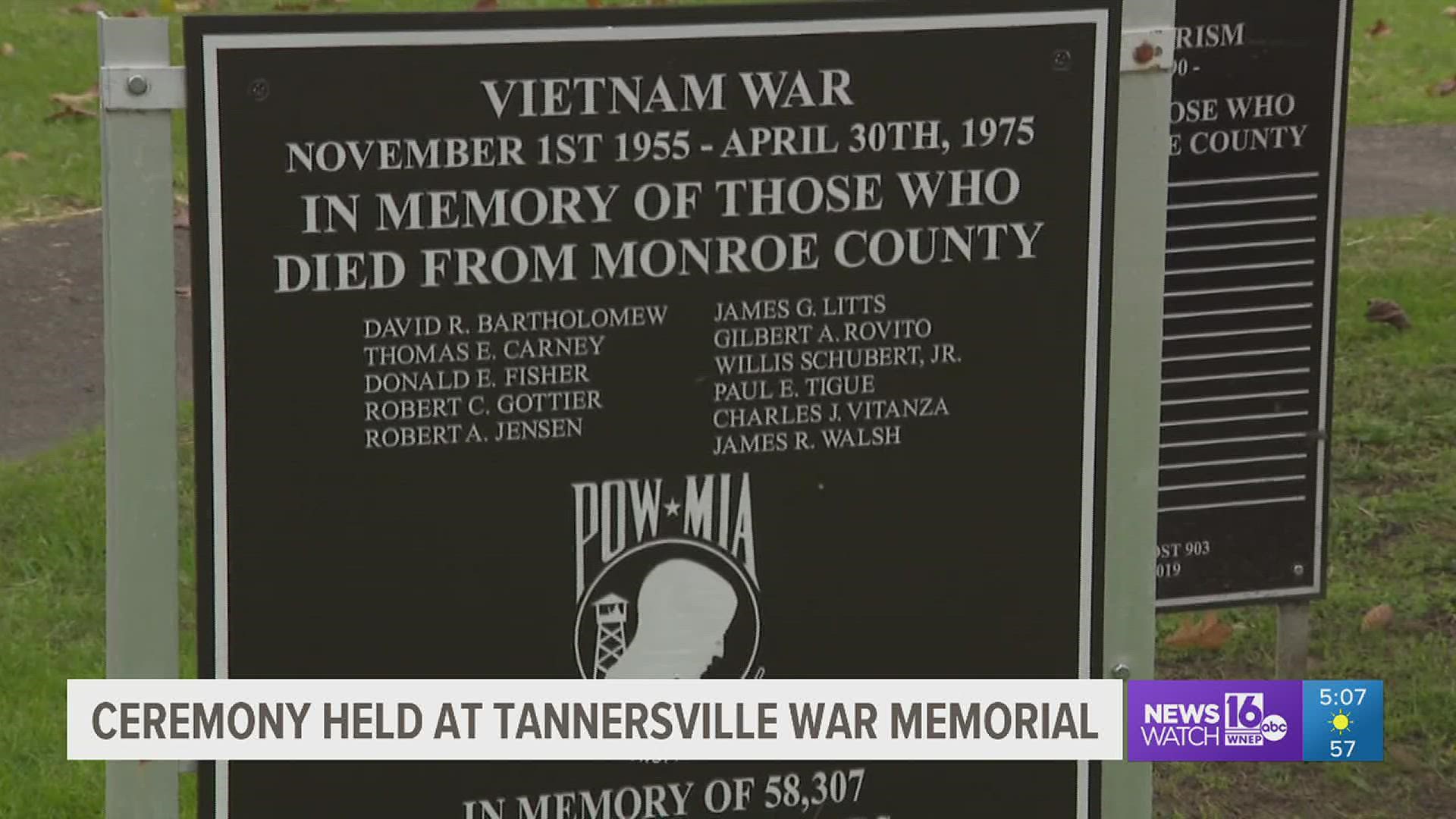 Servicemen and women showed up at the Tannersville War Memorial for an annual ceremony.