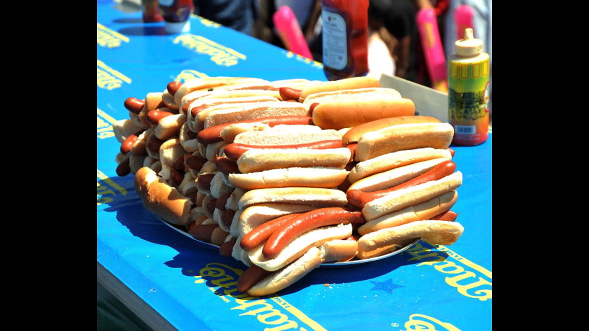 Two Monroe County residents ate their way through Nathan's hot dog contest on Coney Island.