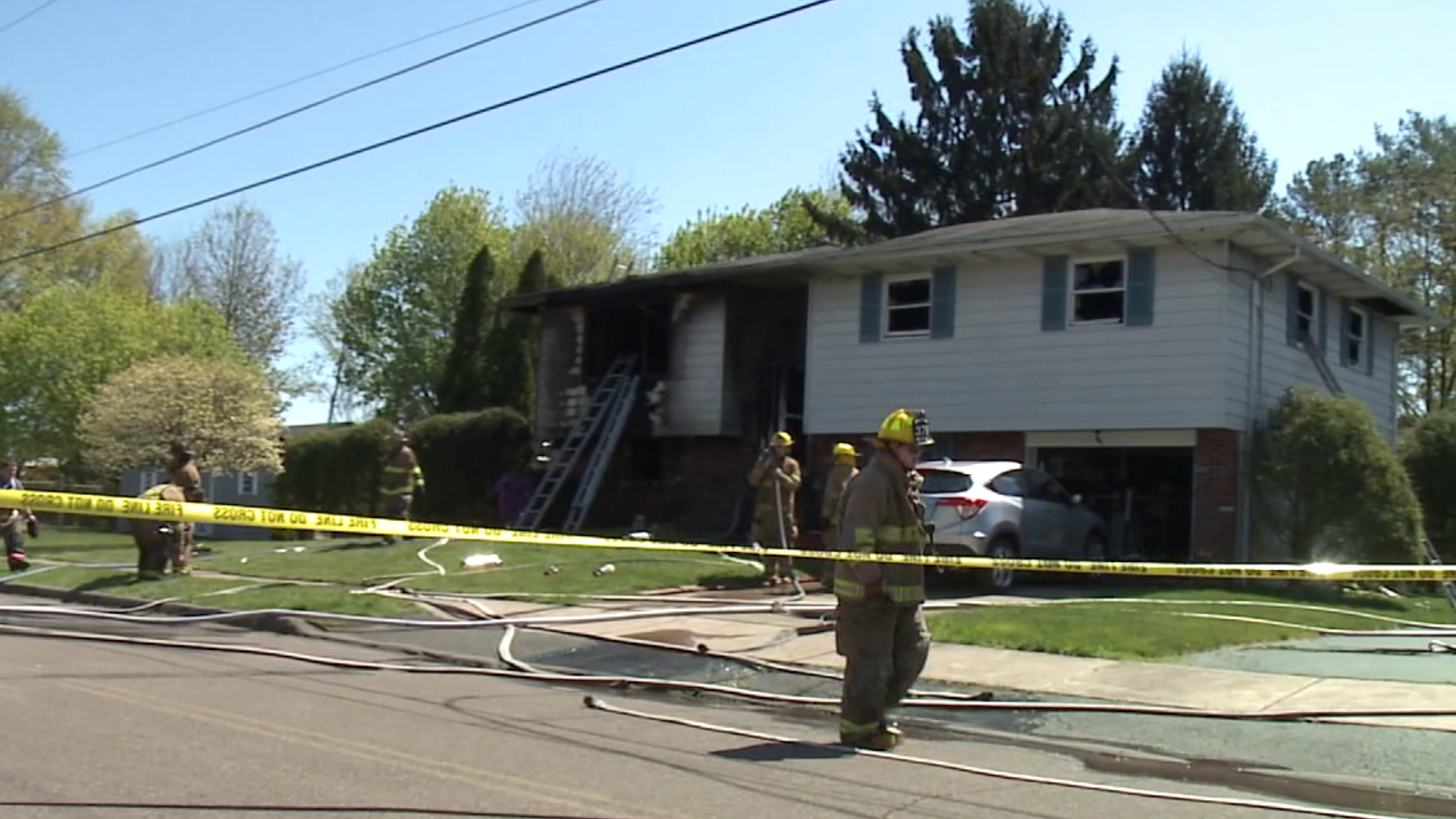 Flames broke out just before 10 a.m. on Monday.