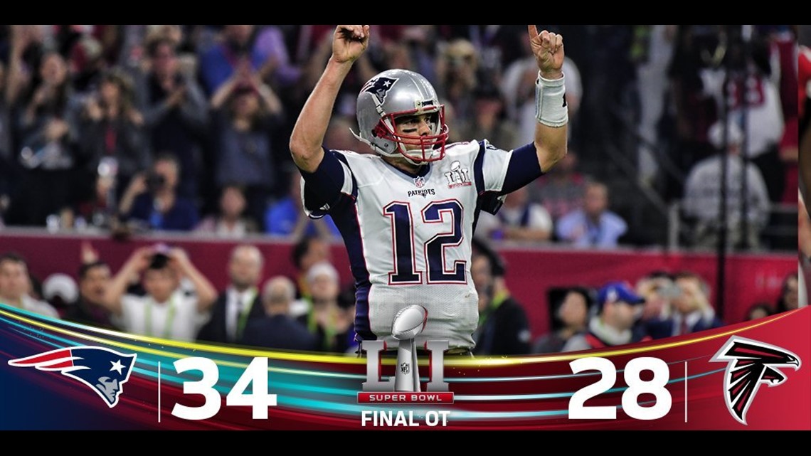 Super Bowl LI: Patriots 34, Falcons 28 (OT)