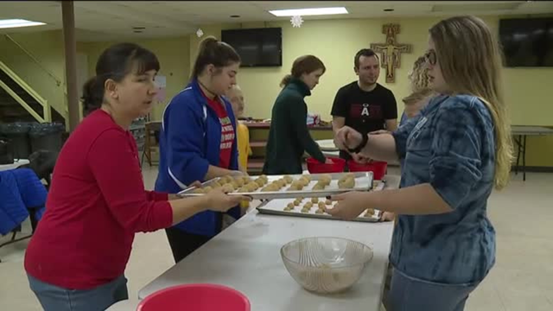 Preparing for Christmas Cookie Walk in Luzerne County