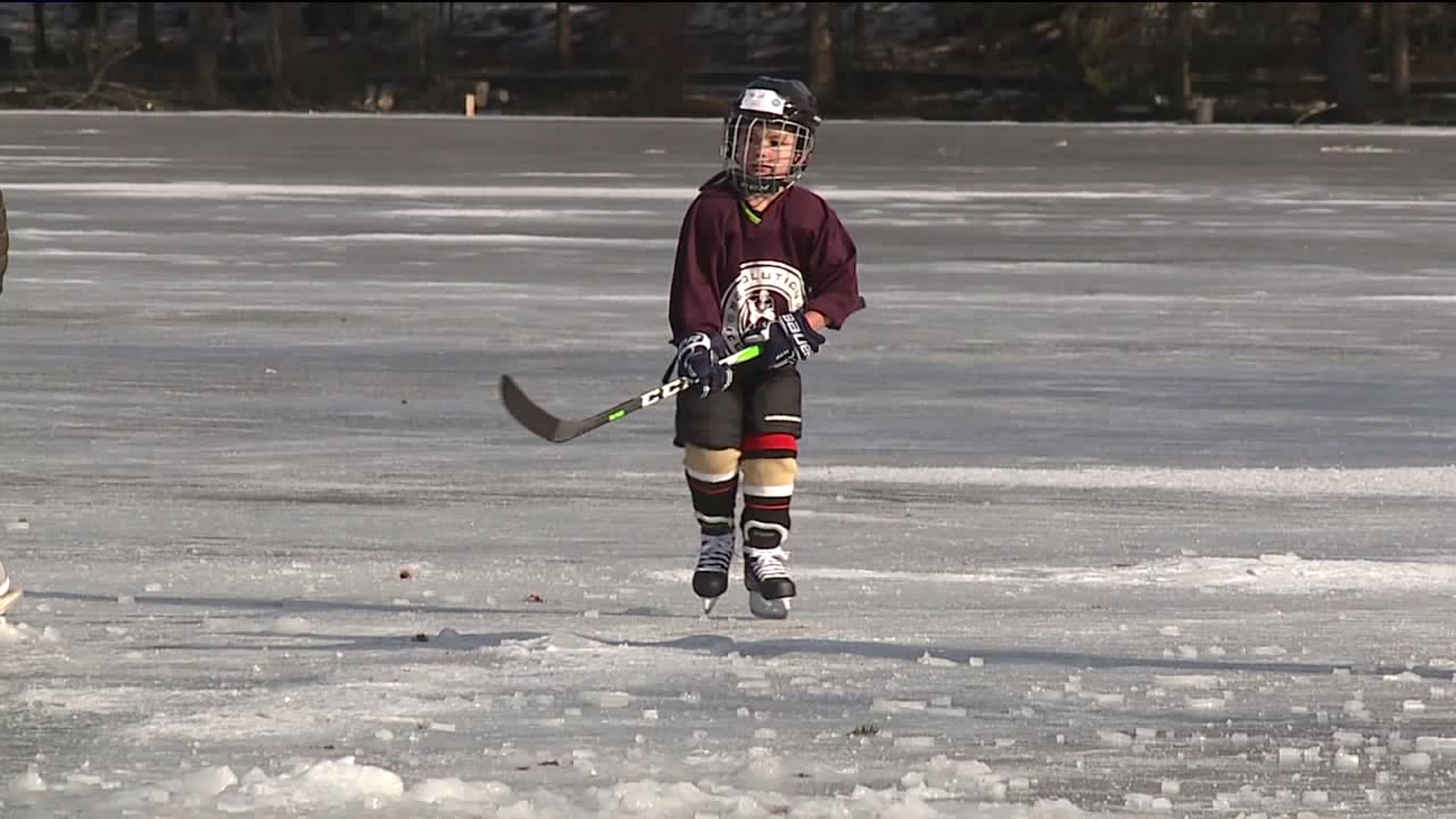 Playing Hockey on Frozen Pond