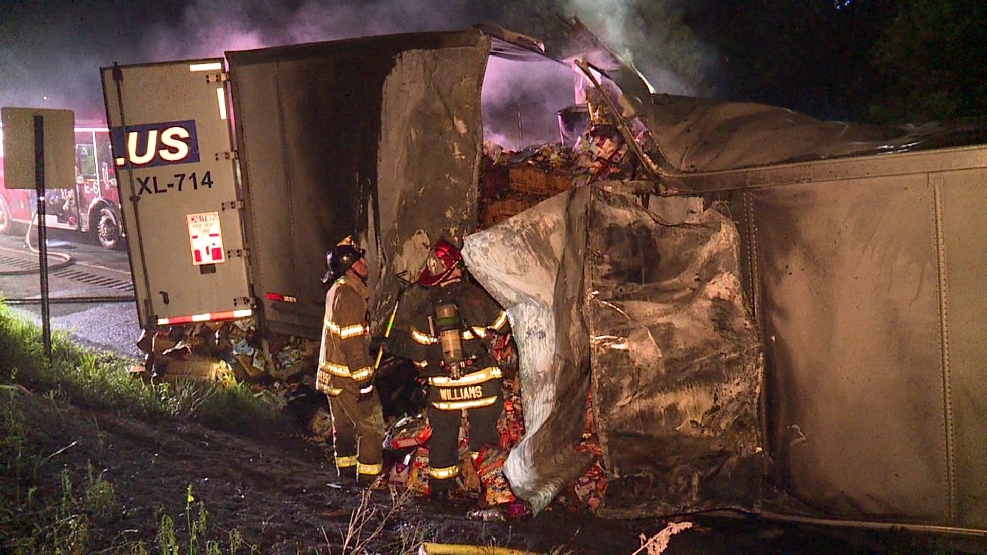 Big Rig Hauling Oat Products to Walmart Catches Fire on Interstate 81