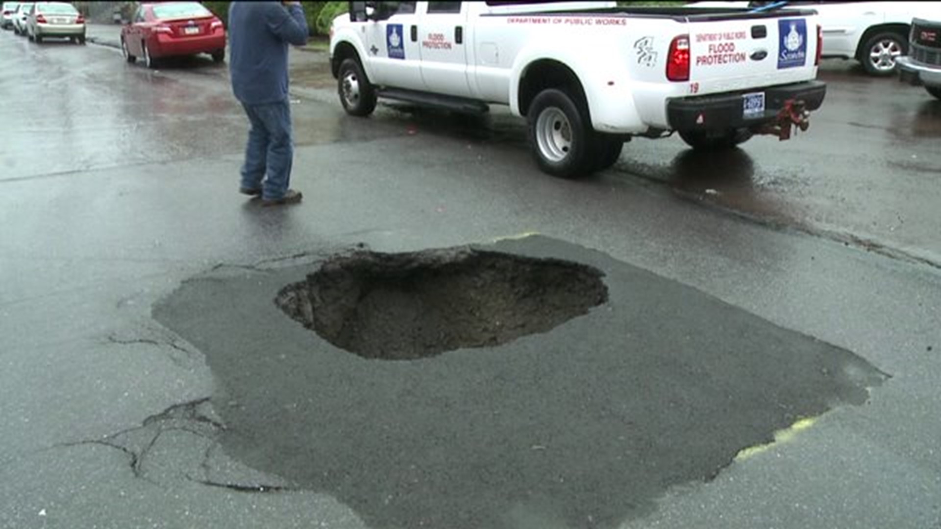 Hole Opens In Scranton Street