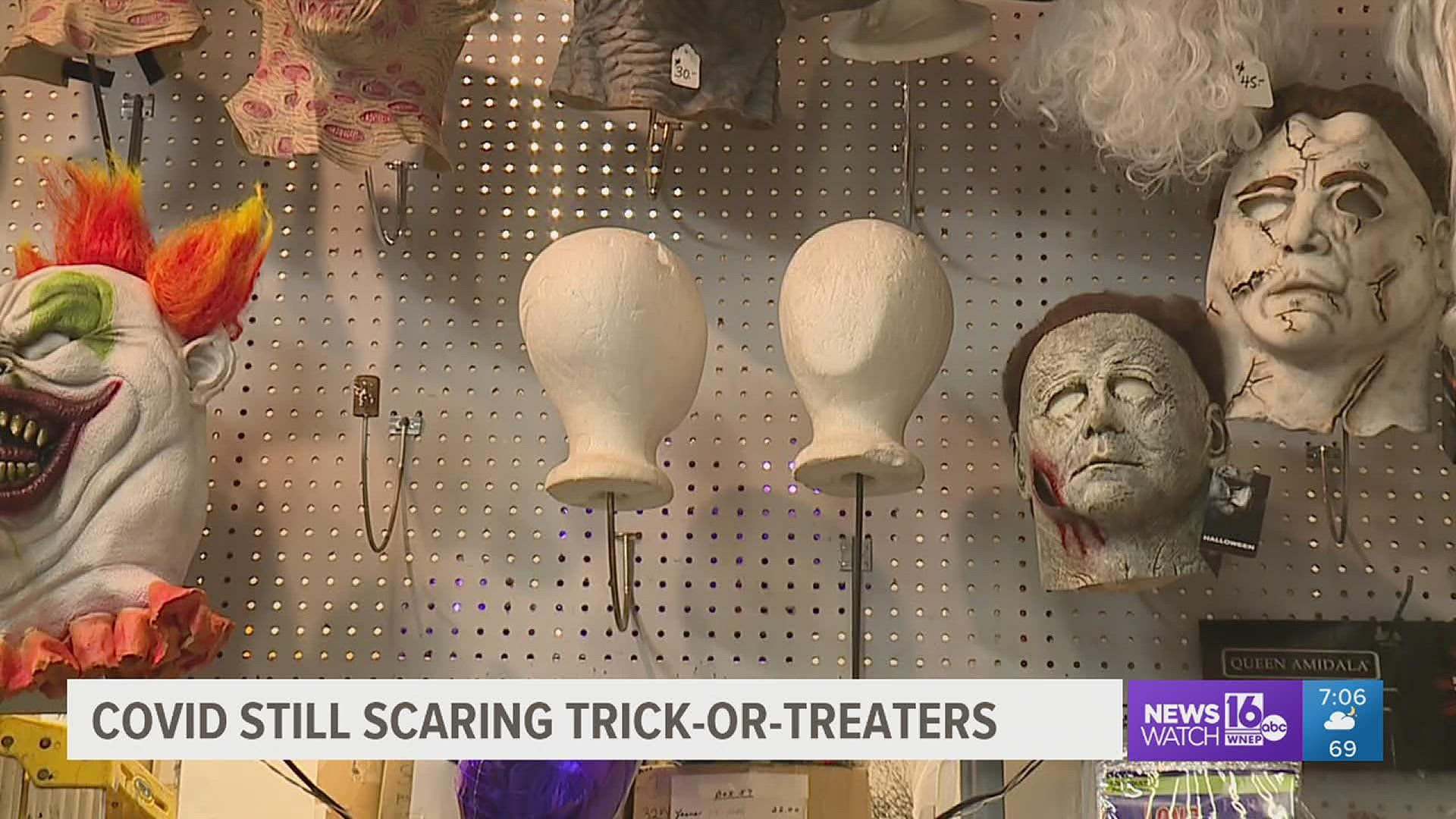 Businesses report only slight improvement in Halloween sales since last year.