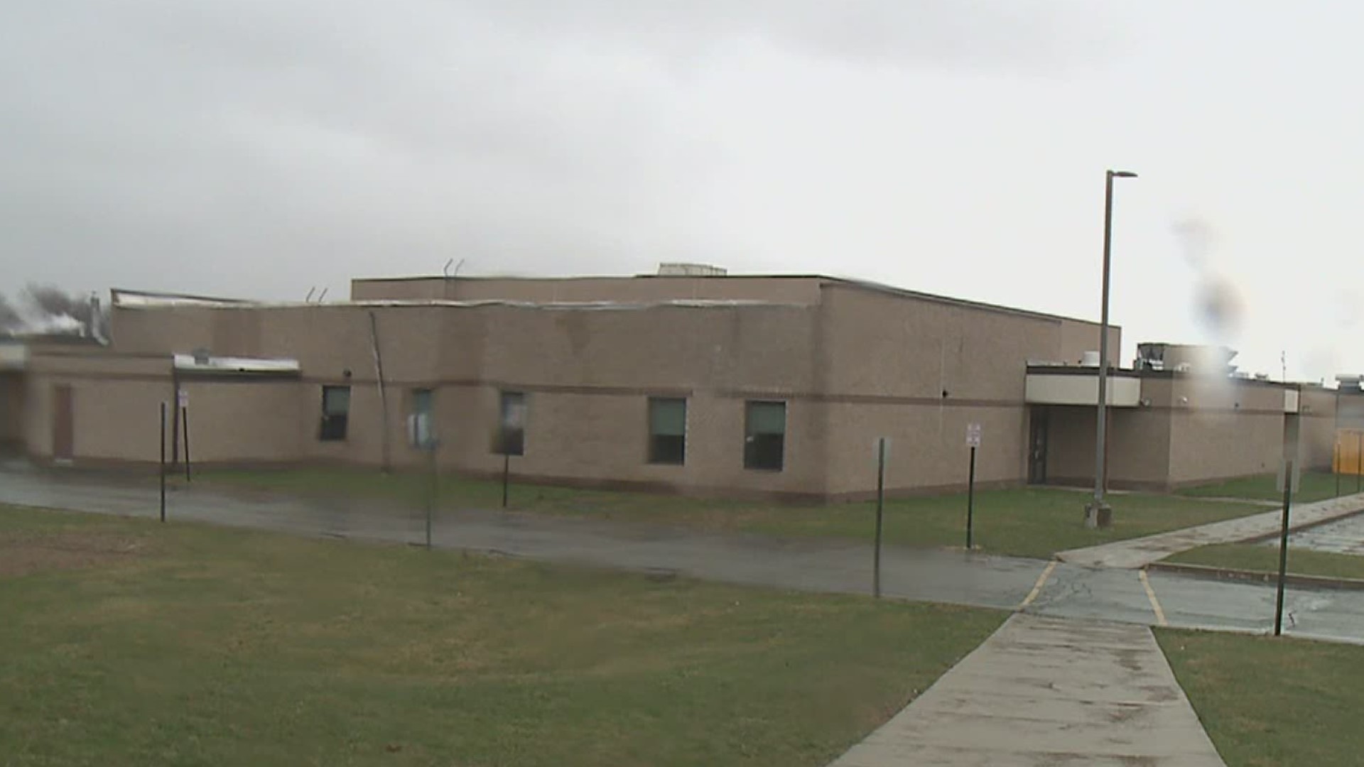 Part of the roof was blown off Valley Elementary Middle School near Conyngham Friday night.