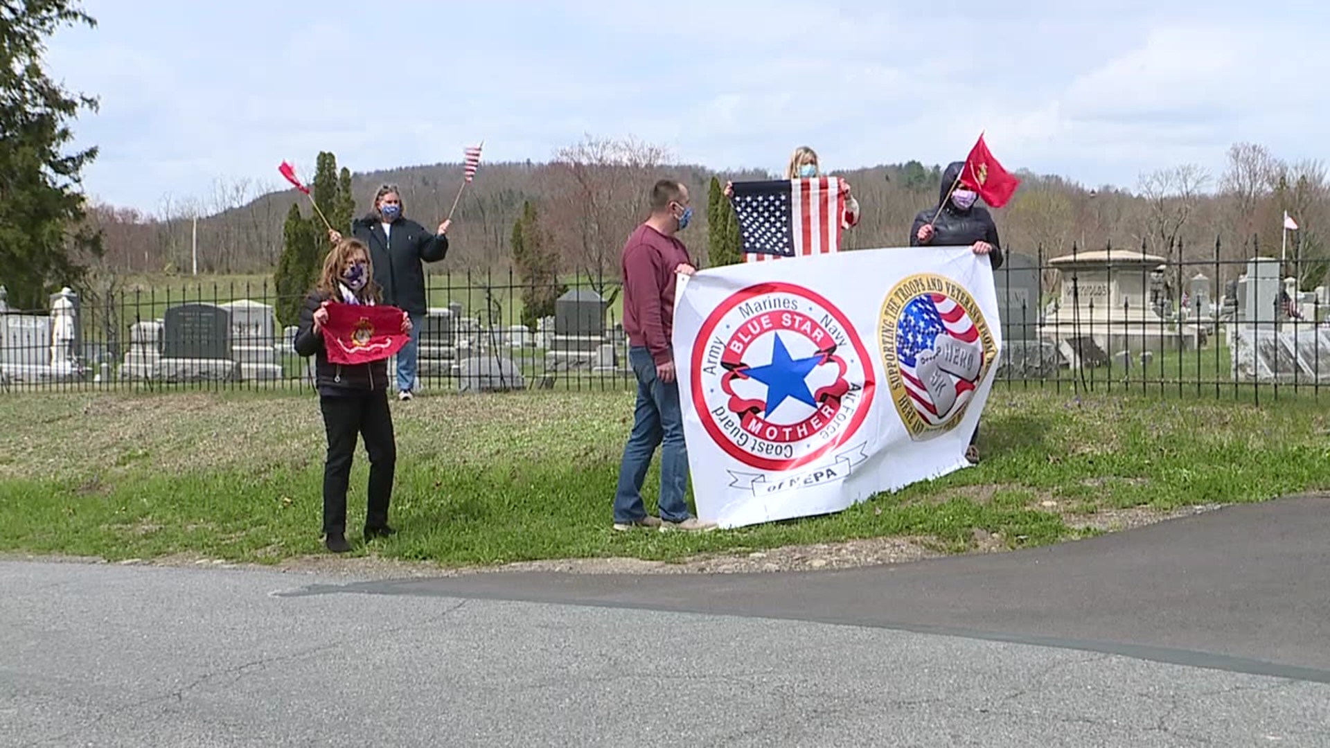 "He was a very proud Marine and a very wonderful man." People turned out for a socially distant funeral procession in Wyoming County.