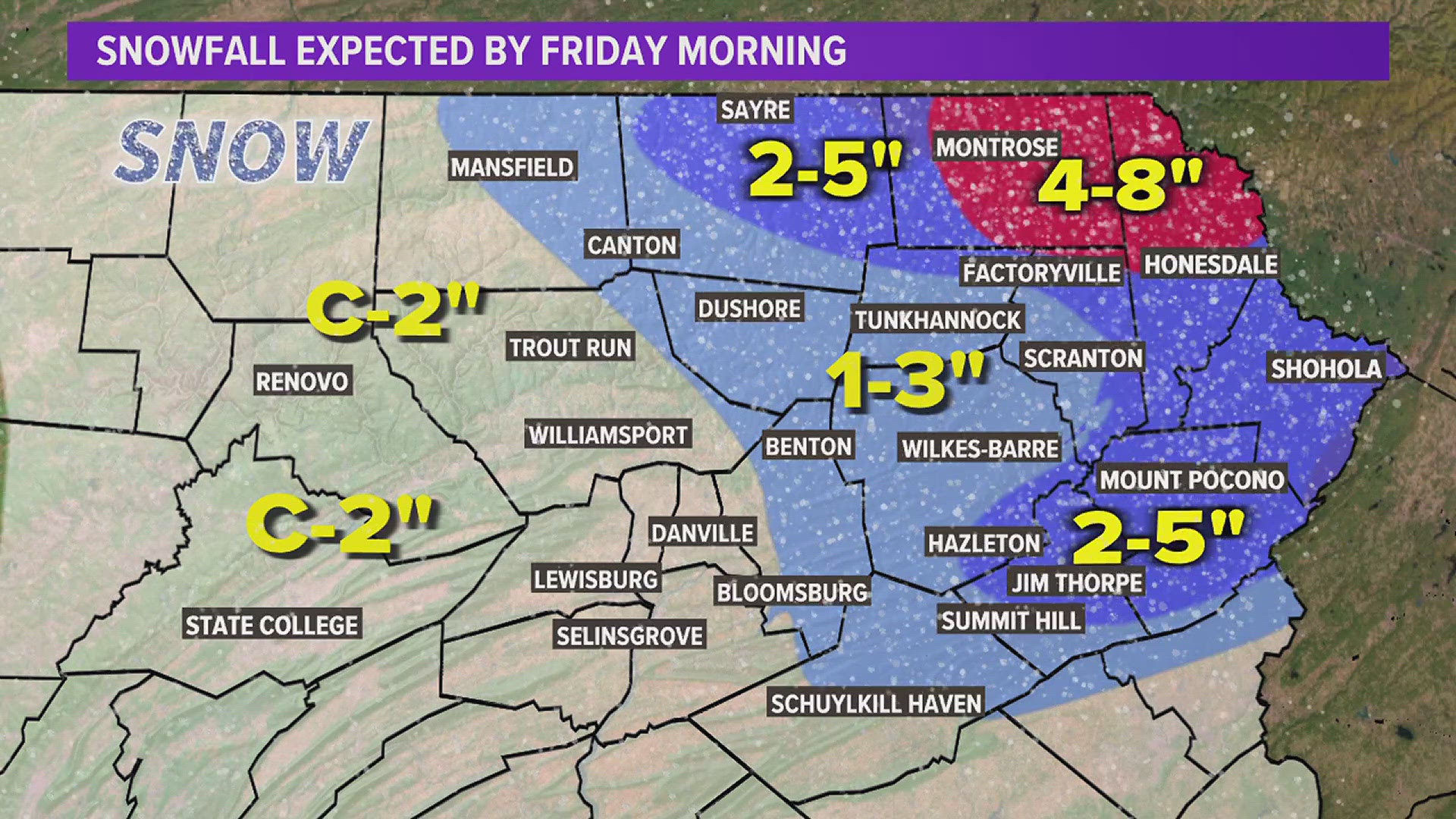 Chief Meteorologist Kurt Aaron times out the rain and possible snow headed for parts of northeastern and central Pennsylvania.