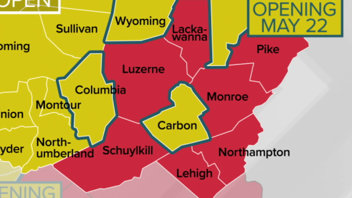 Carbon County to go yellow next week, surrounded by counties remaining in red