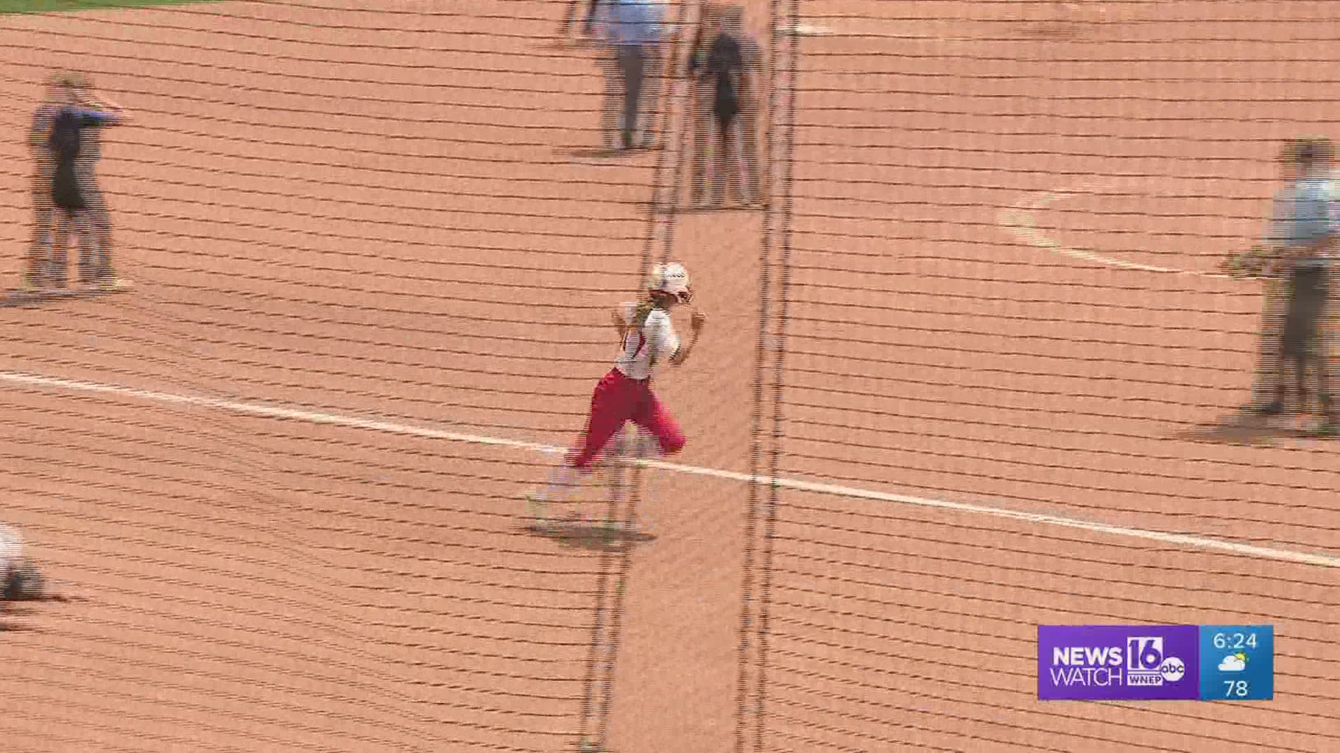 Tri-Valley gets two runs in the B-7th, to edge West Greene 3-2 to win the 'AA' HS softball state championship.