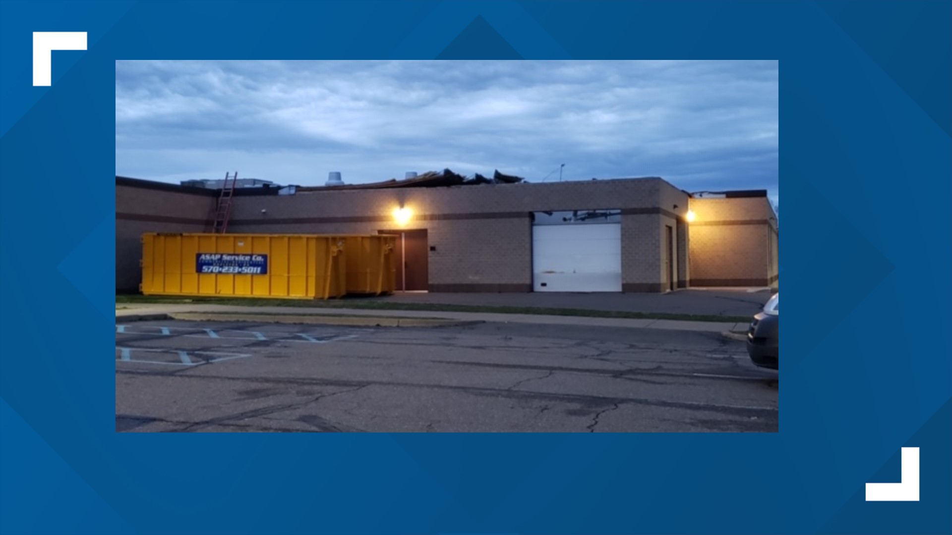 Part of roof ripped off of school in Luzerne County.