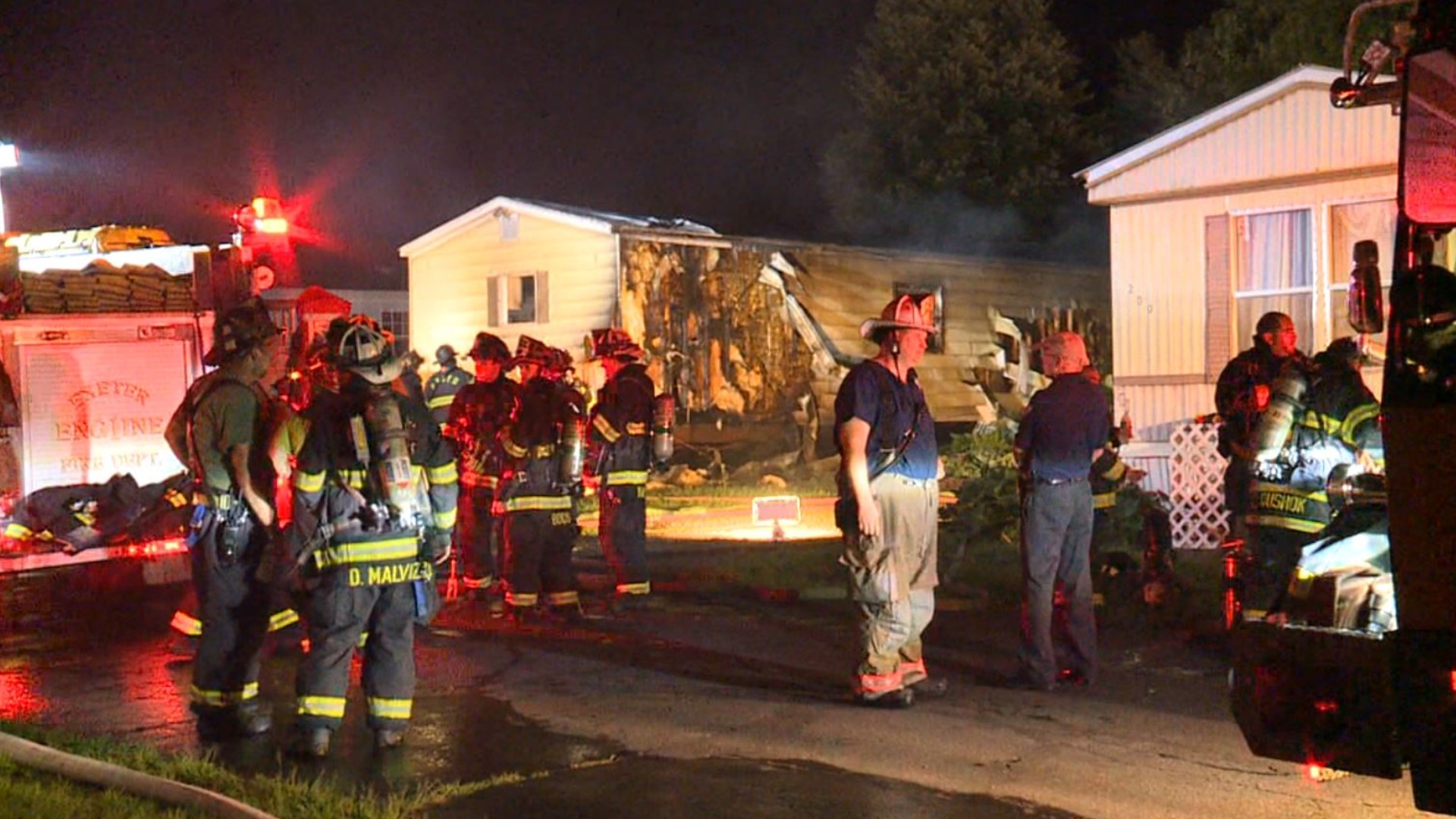 A fire tore through a mobile home early Thursday morning in Exeter.