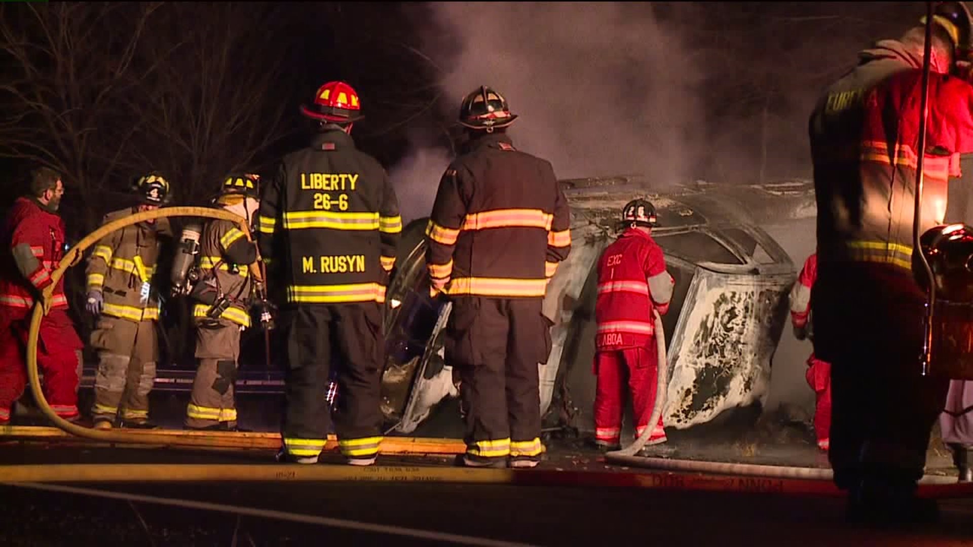 Pickup Catches Fire After Crash in Olyphant