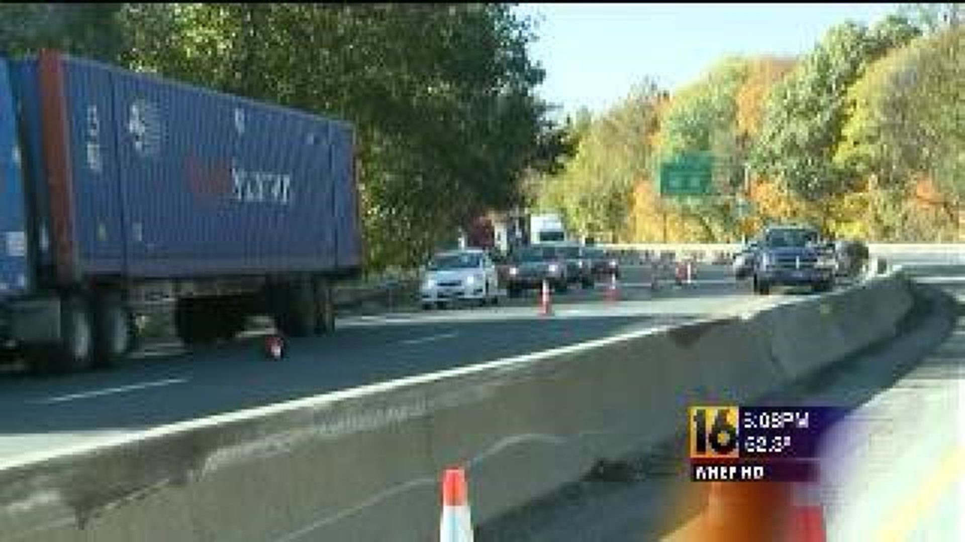 Tractor Trailer Crash Snarls Traffic on Interstate 80