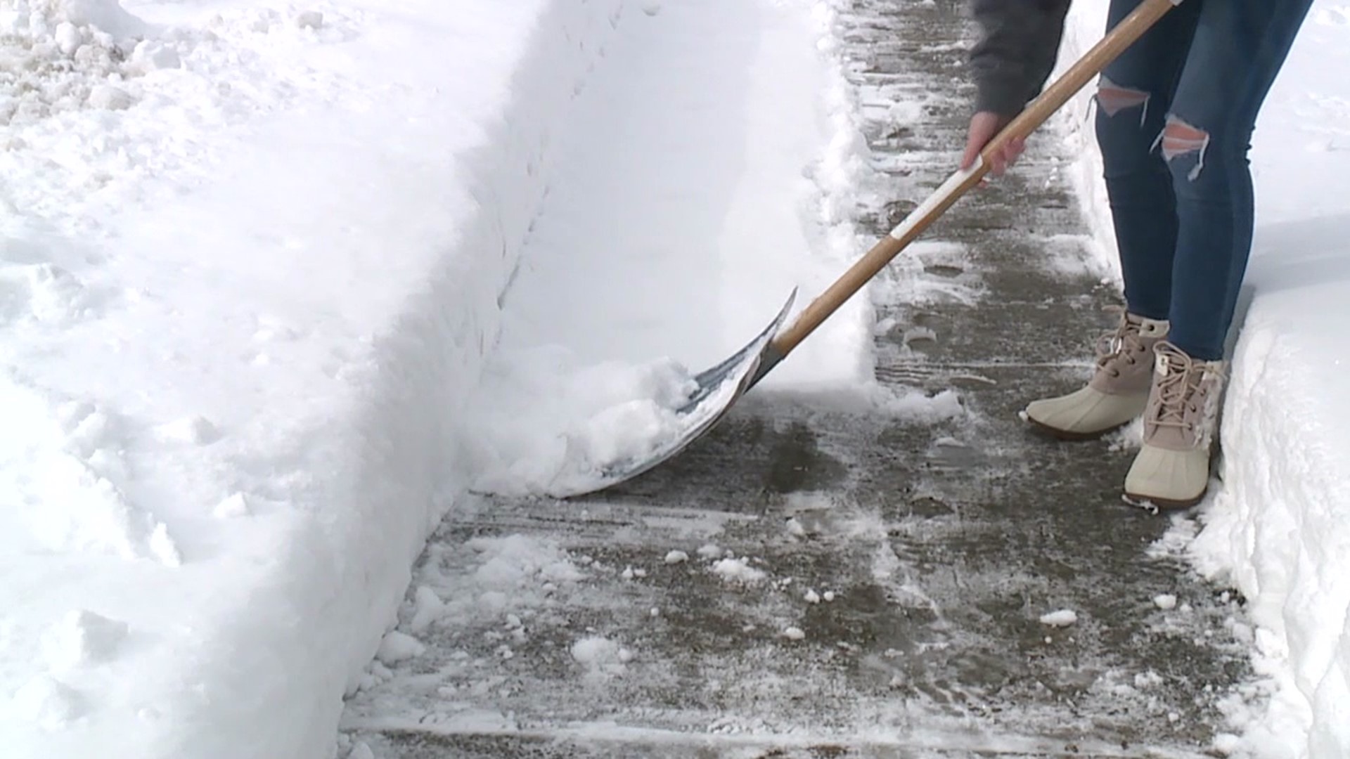 Folks in Montoursville spent all day clearing snow.