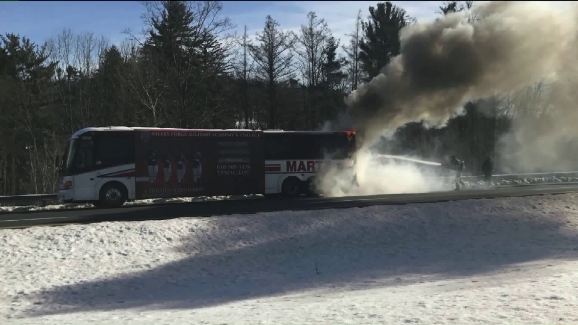 Bus Fire Slows Traffic in Interstate 80