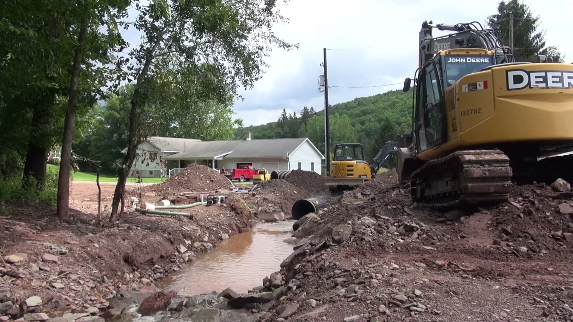 Substantial rains have slowed the process workers have had to continually dig out what has washed back in.