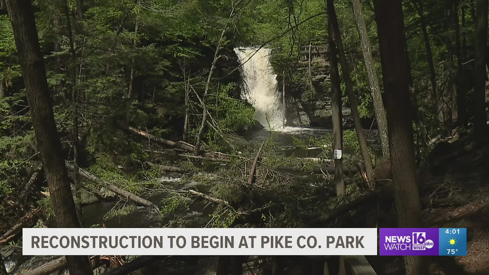 Boardwalks, buildings, and bridges withing the park were damaged in a snowstorm in 2018.