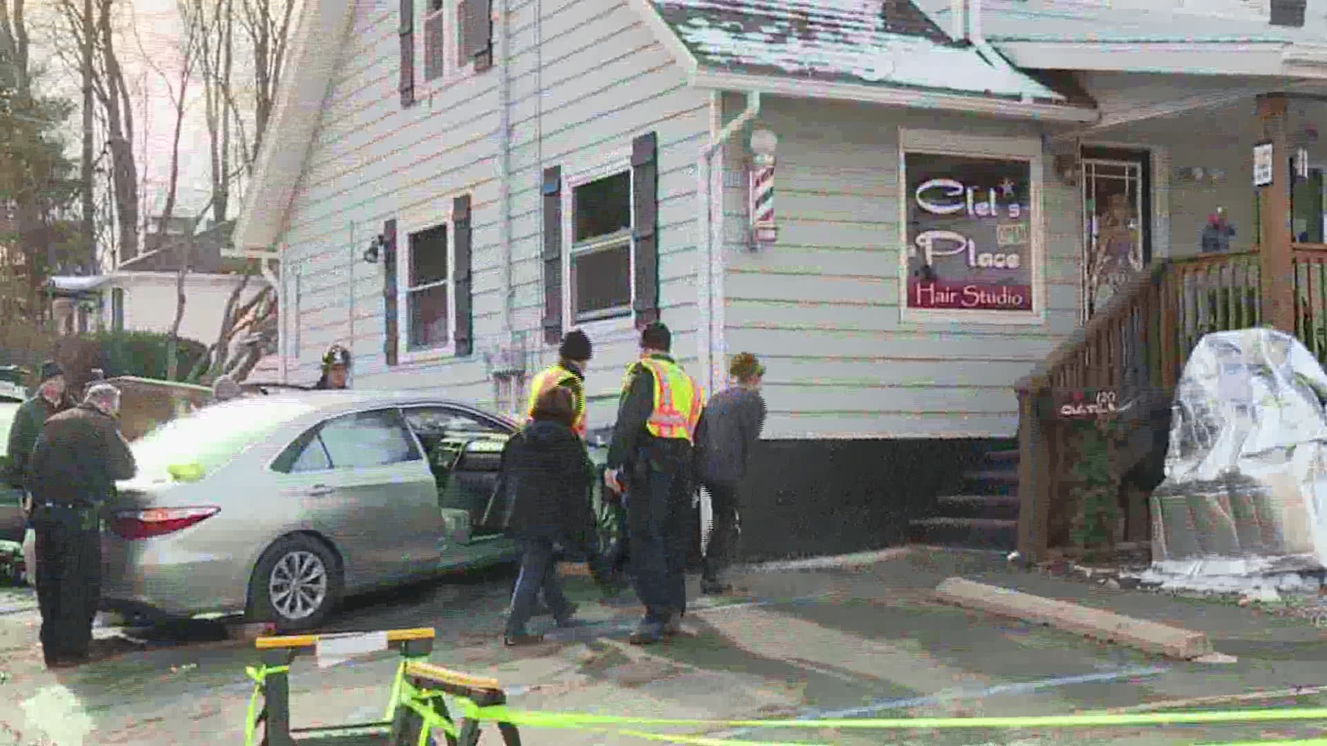 The vehicle almost went through the foundation of a Clarks Summit hair salon.