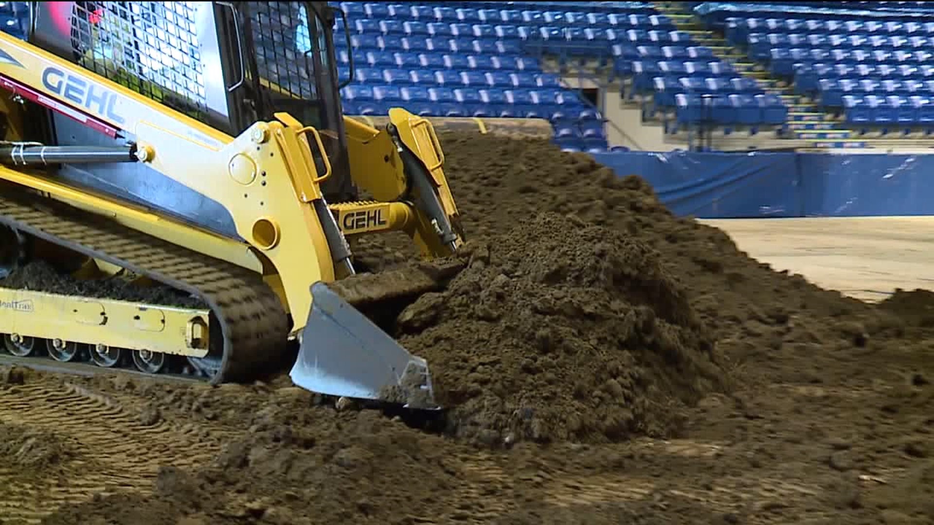 Dumping Dirt at the Arena for Monster Jam
