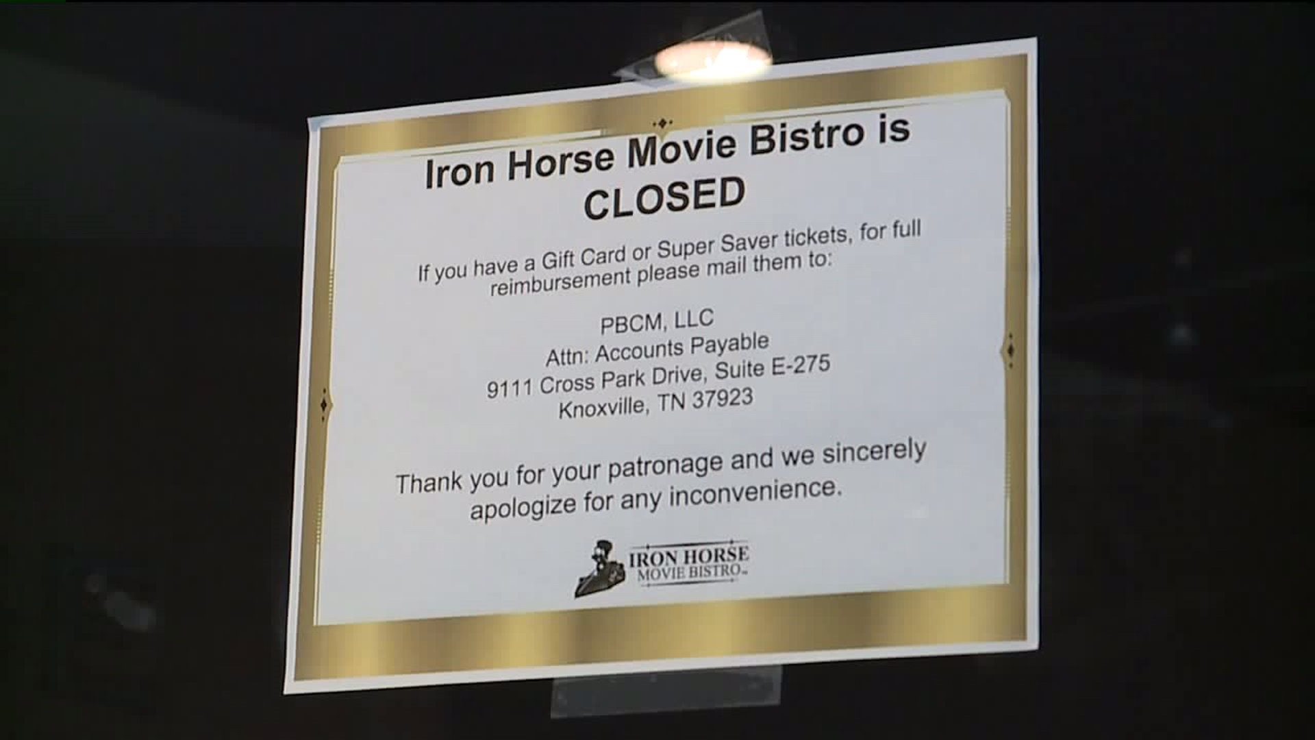 Iron Horse Movie Bistro Closed until New Management Found