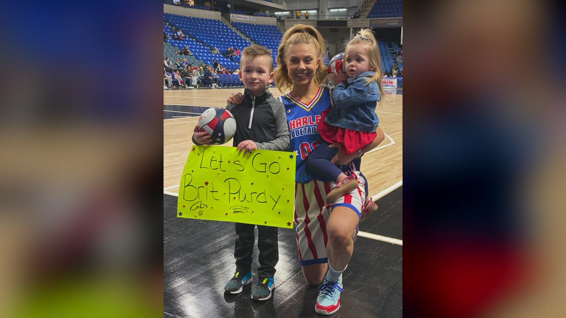 Newswatch 16 reporter Brit Purdy joined the Harlem Globetrotters on the basketball court.