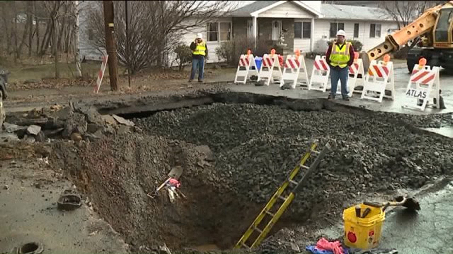 Work Continues at Scene of Water Main Break in Dupont