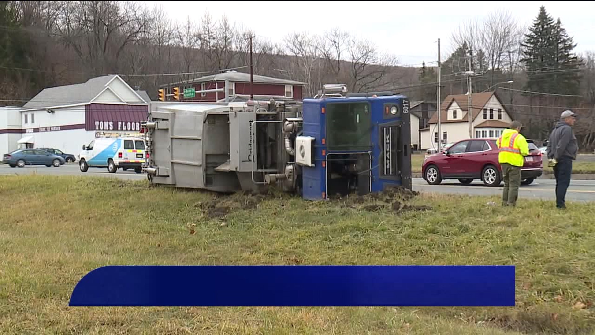 Garbage Truck Tipped Over in Lackawanna County