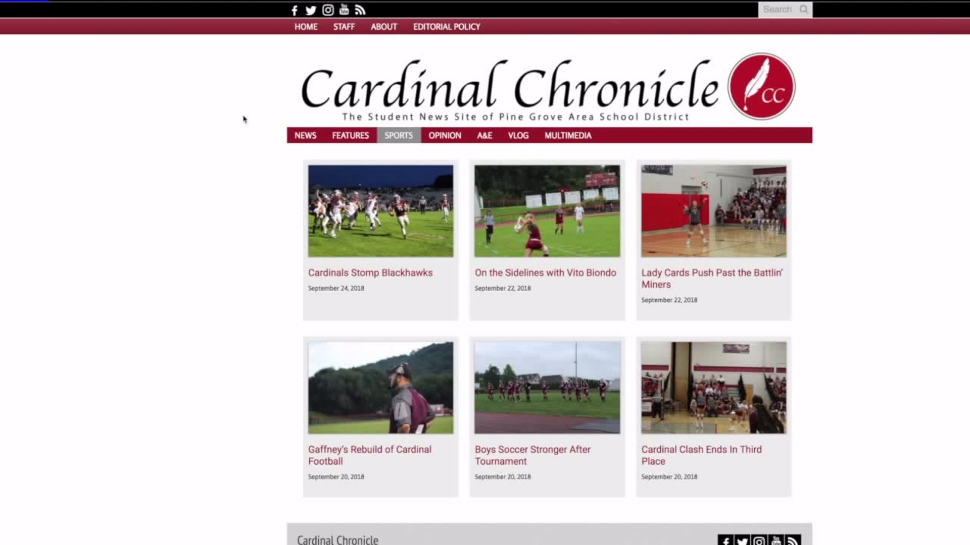 Cardinal Chronicle: News Site Run by Students for Students at Pine Grove