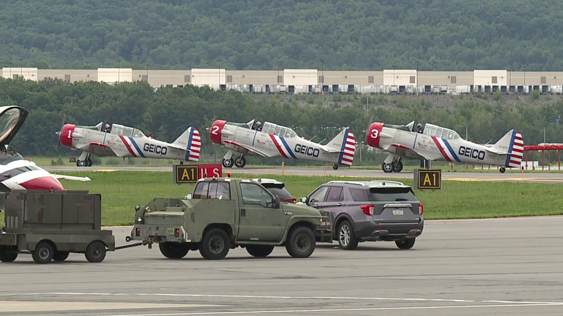 This weekend, the pilot was set to perform with GEICO Skytypers Airshow Team at The Great Pocono Raceway Airshow.