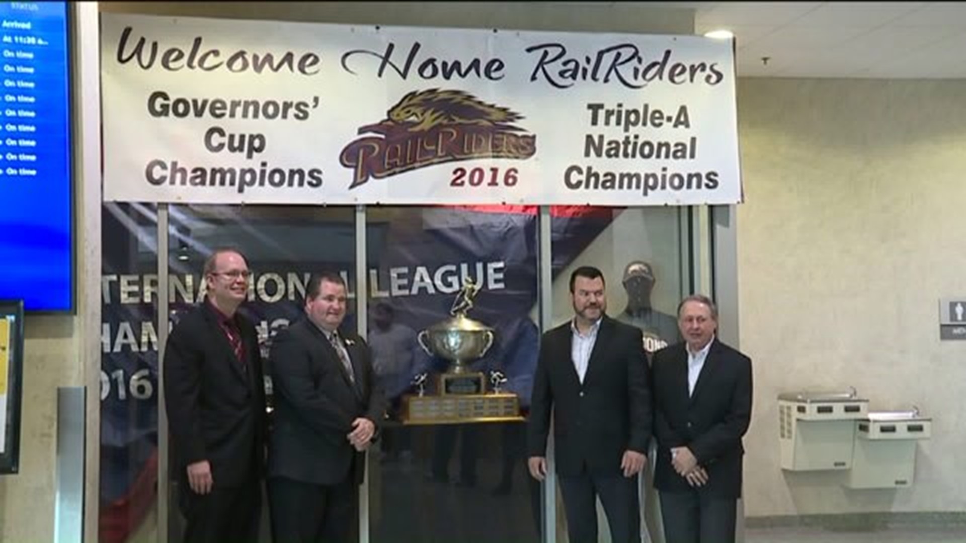 RailRiders Championship Trophies on Display at Airport