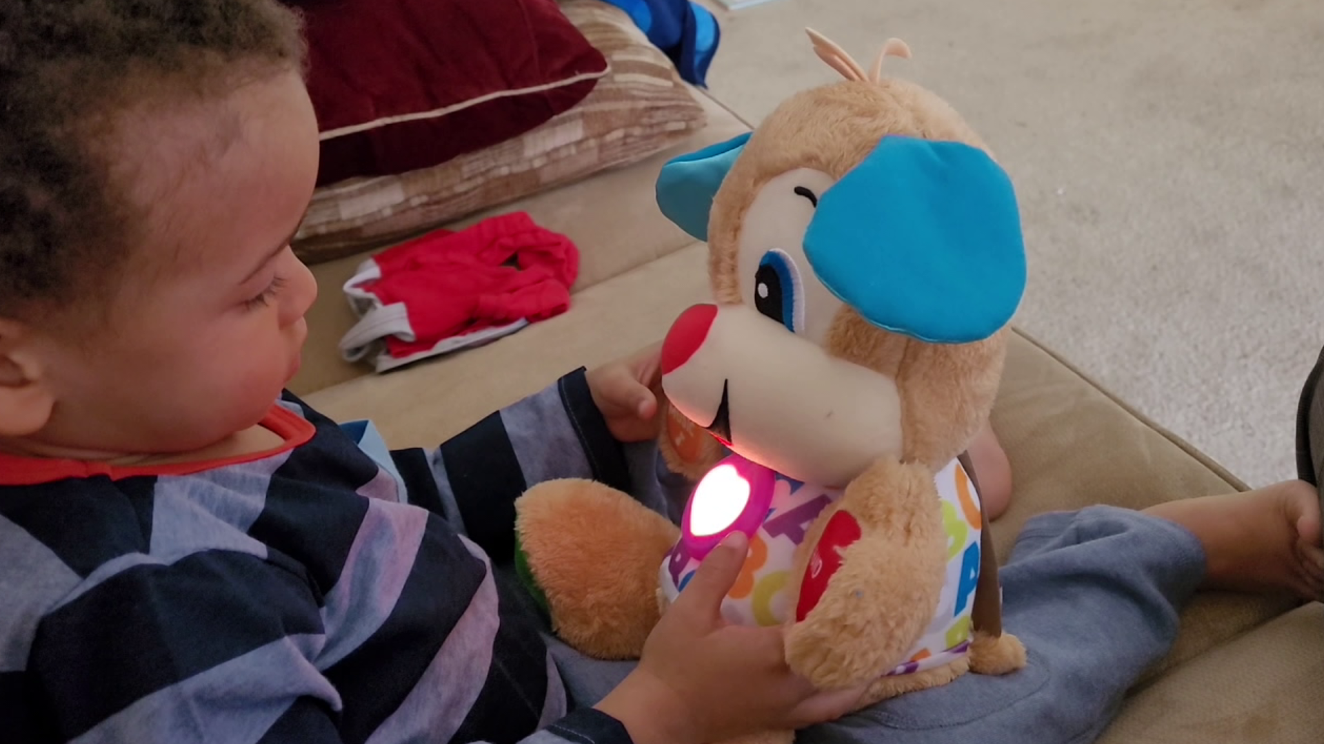 The maker claims the soft, cuddly toys will make learning fun by responding to your baby's touch with songs and phrases.