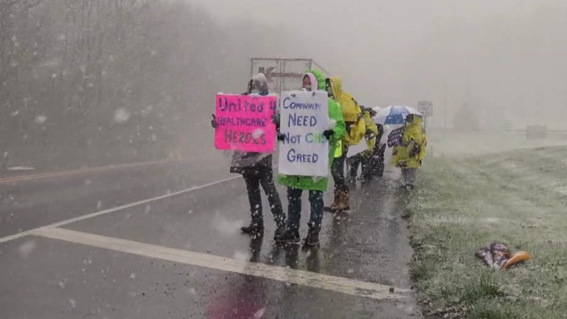 Hospital workers in Wyoming County braved the weather Wednesday to begin a three-day strike against unfair labor practices.